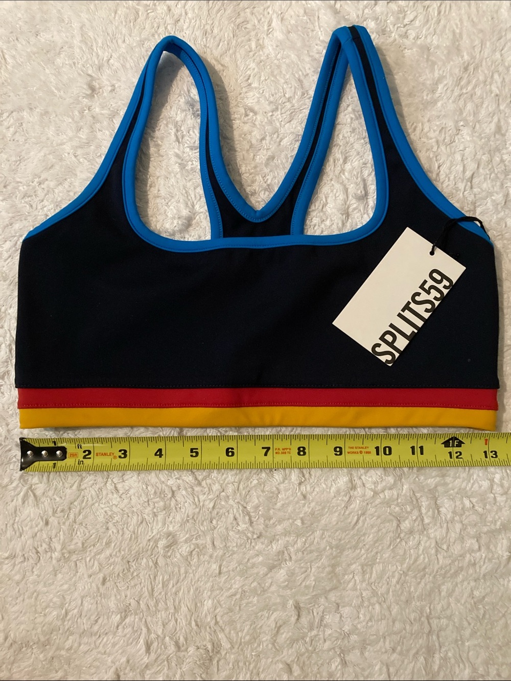 Splits59 Navy Sports Workout Top with Blue, Red & Yellow Trim
